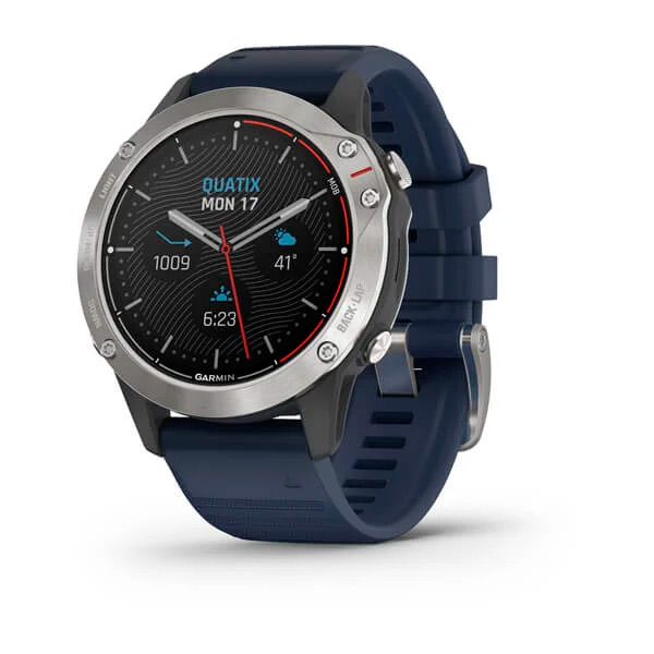 Умные часы Garmin Quatix 6 серый с синим ремешком (47mm)